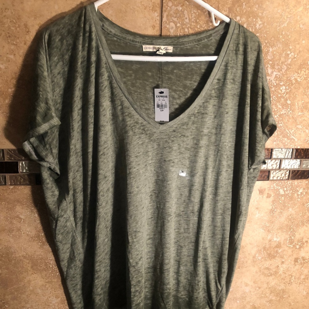 Green V-Neck Express T-Shirt